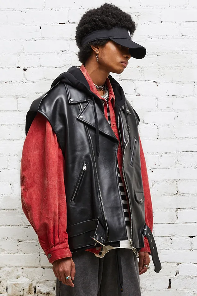 Jackets and Coats Men R13 Oversized Moto Vest With Hood 8211 Black