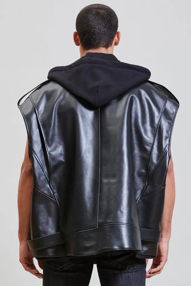 Jackets and Coats Men R13 Oversized Moto Vest With Hood 8211 Black