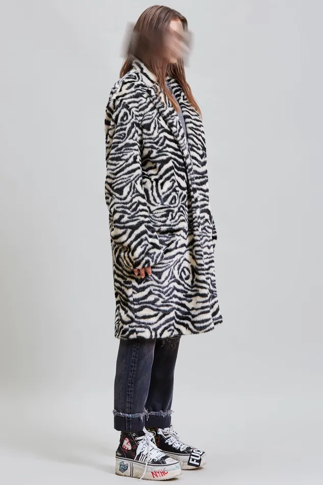 Jackets and Coats R13 Women Teddy Bear Coat 8211 Zebra