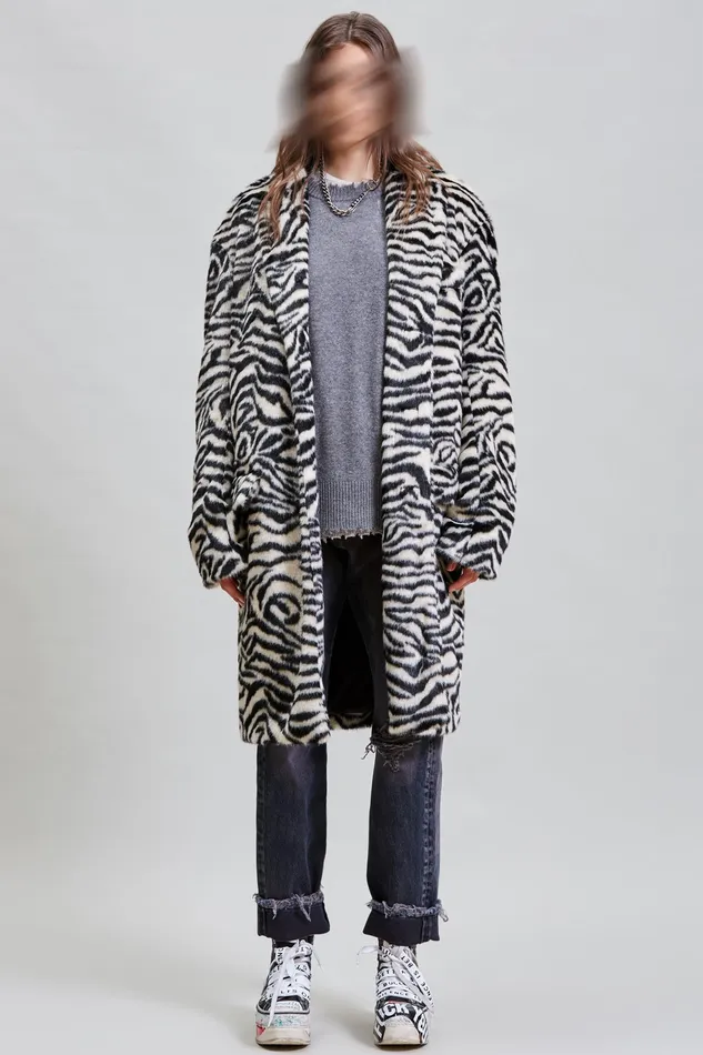 Jackets and Coats R13 Women Teddy Bear Coat 8211 Zebra