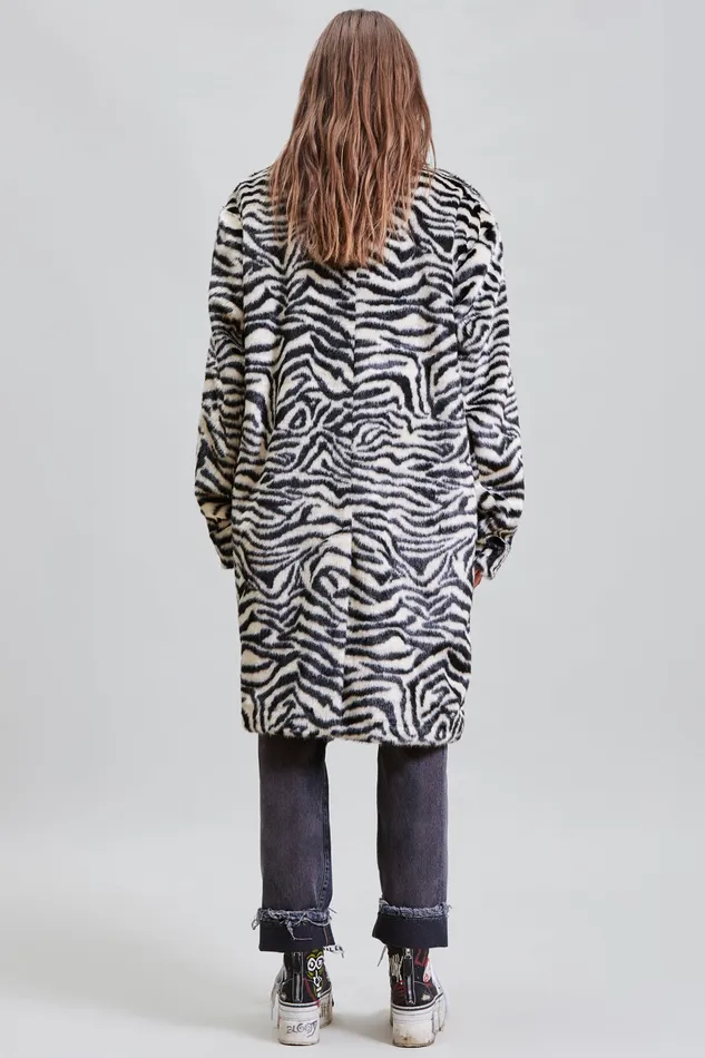 Jackets and Coats R13 Women Teddy Bear Coat 8211 Zebra