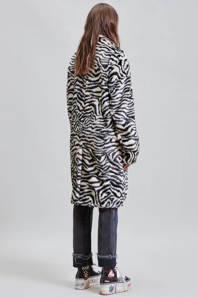 Jackets and Coats R13 Women Teddy Bear Coat 8211 Zebra