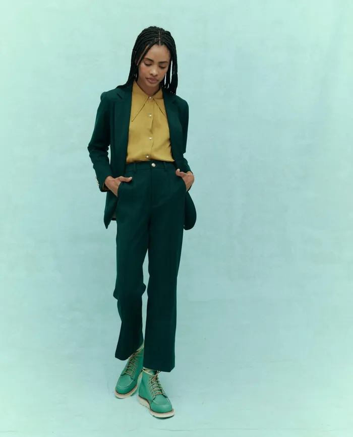 Jackets and Outerwear Women The Great The Tailored Blazer Winter Pine