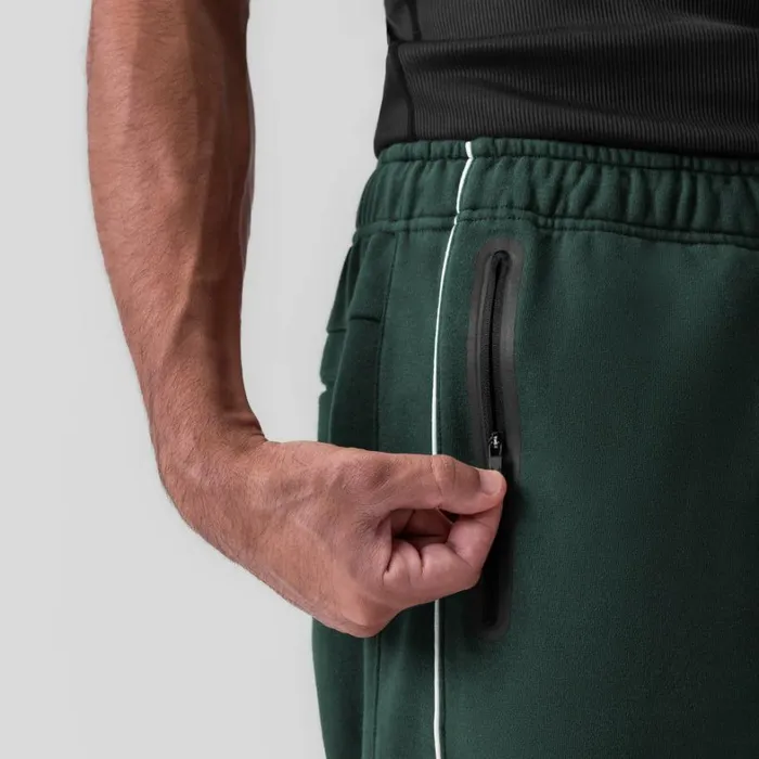 Joggers and Pants Men ASRV Herringbone Terry Snap Button Sweats Forest Green