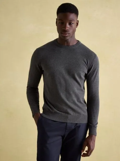 Jumpers and Knitwear Men Joules Charcoal Grey Crew Neck Knitted Jumper