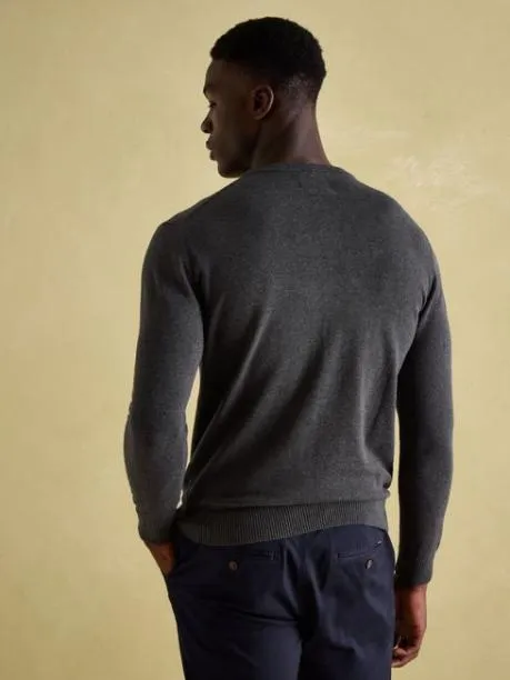 Jumpers and Knitwear Men Joules Charcoal Grey Crew Neck Knitted Jumper