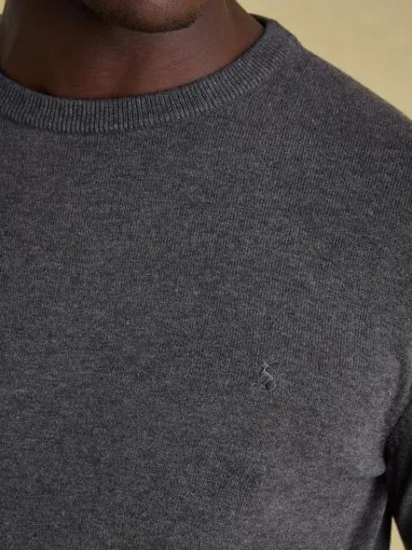 Jumpers and Knitwear Men Joules Charcoal Grey Crew Neck Knitted Jumper
