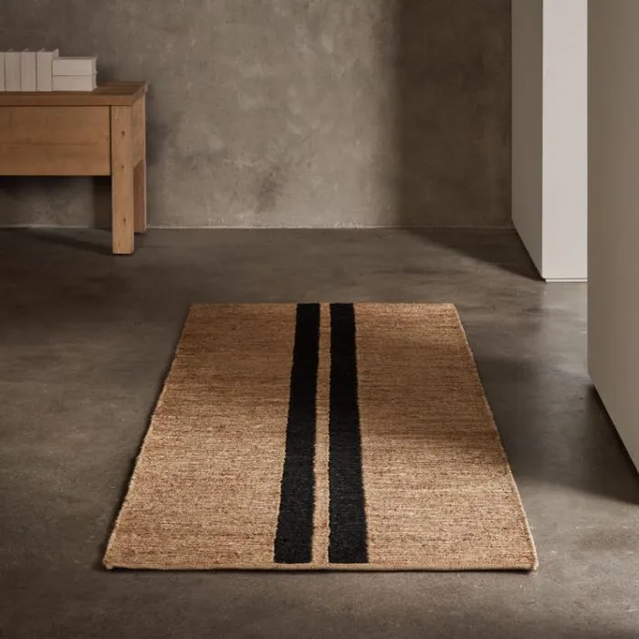 Jute Collection House James Perse Jute Runner 35FT X 9FT Naturalcharcoal Stripe