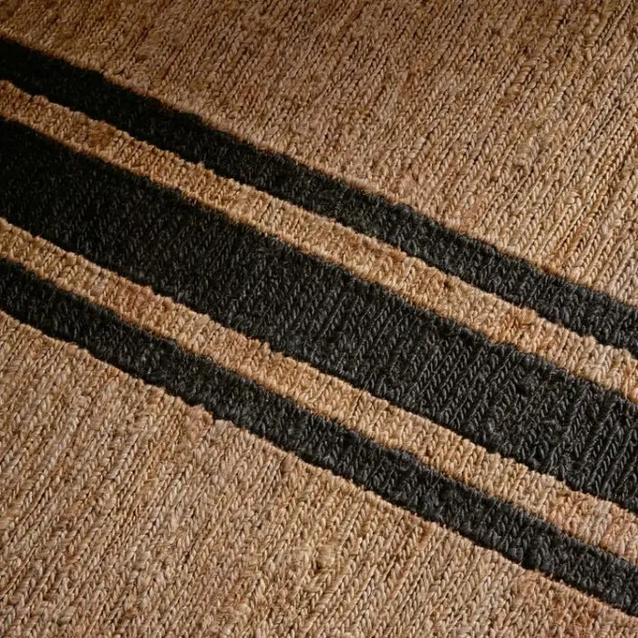 Jute Collection House James Perse Triple Stripe Jute Runner 35Ft X 9Ft Naturalcharcoal Stripe