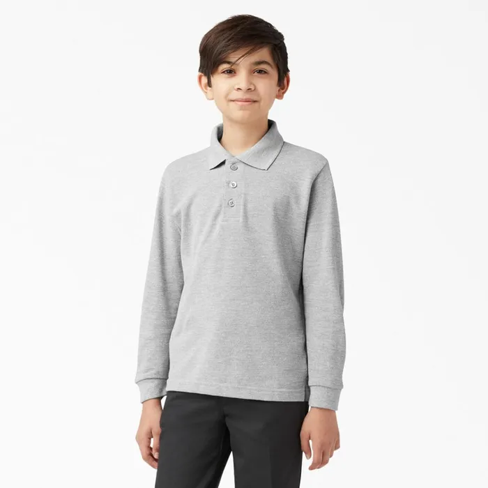 Kids039 Piqu Long Sleeve Polo 420 Heather Gray Heather Gray hg Kids Dickies Shirts Kids039 Piqu Long Sleeve Polo 420 Heather Gray Heather Gray hg Kids Dickies Shirts