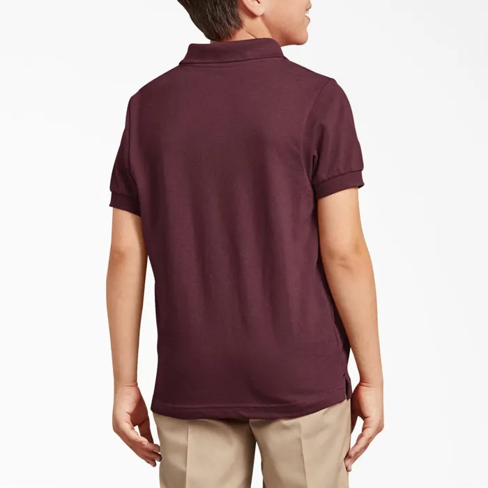 Kids039 Piqu Short Sleeve Polo 420 Burgundy Burgundy by Kids Dickies Shirts