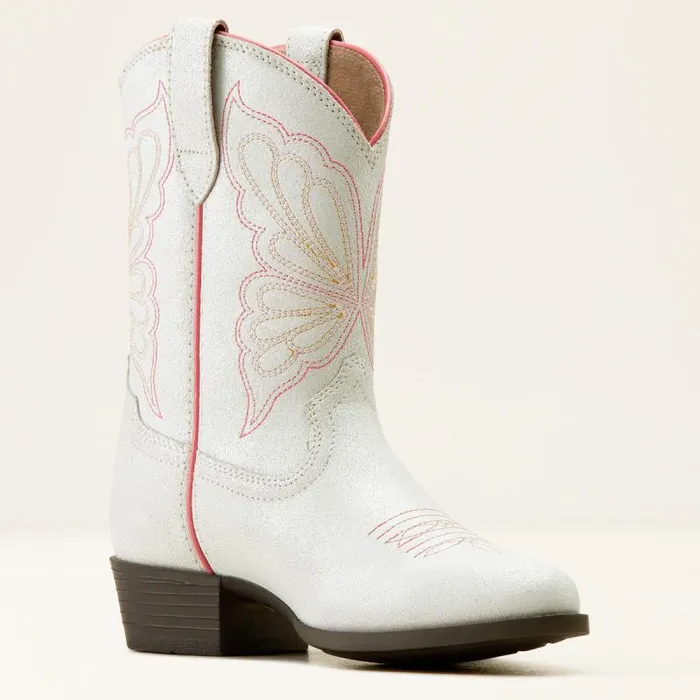 Kids Big Kids039 Footwear Ariat Heritage Butterfly Western Boot Distressed Ivory
