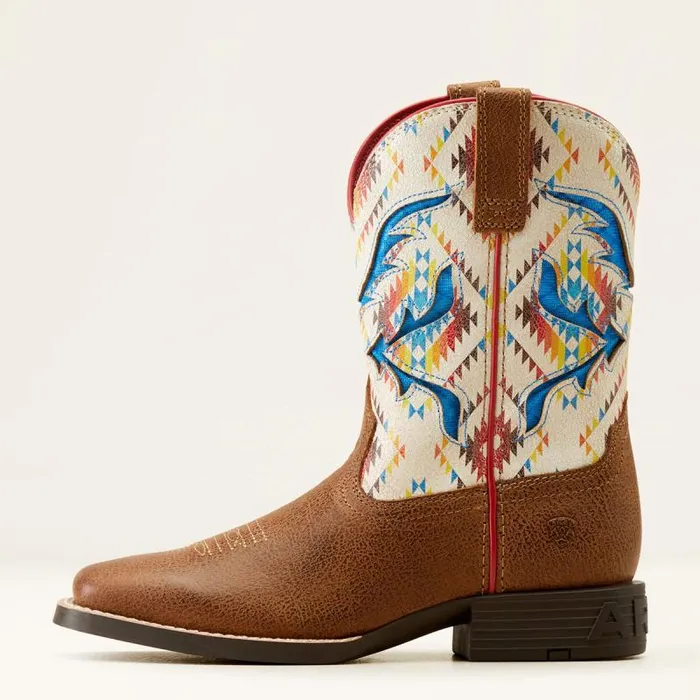 Kids Big Kids039 Footwear Ariat San Angelo VentTEK Western Boot Toasty Tanbright Saddle Blanket Kids Big Kids039 Footwear Ariat San Angelo VentTEK Western Boot Toasty Tanbright Saddle Blanket