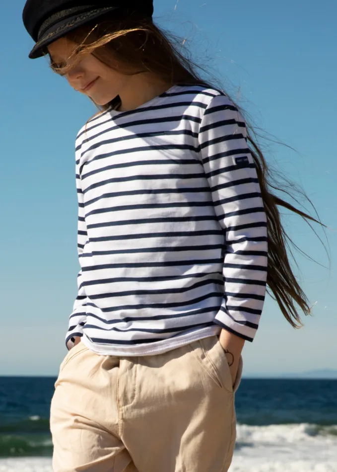 Kids Breton Striped Shirts Saint James MINQUIERS KIDS White Navy