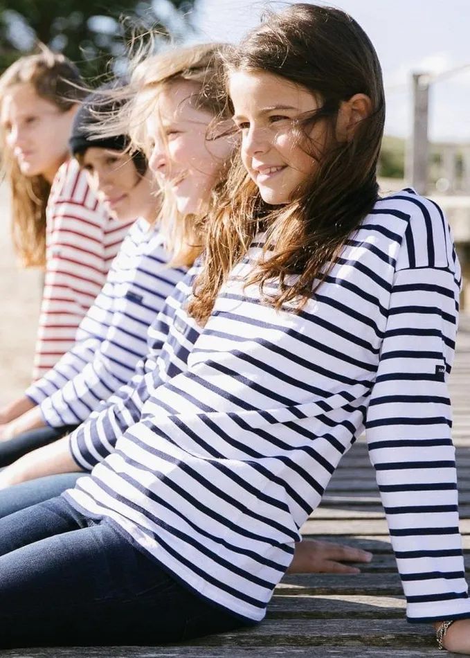 Kids Breton Striped Shirts Saint James MINQUIERS KIDS White Navy