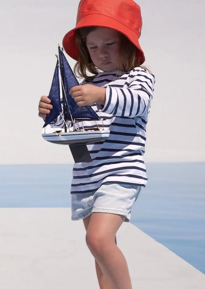 Kids Breton Striped Shirts Saint James MINQUIERS KIDS White Navy