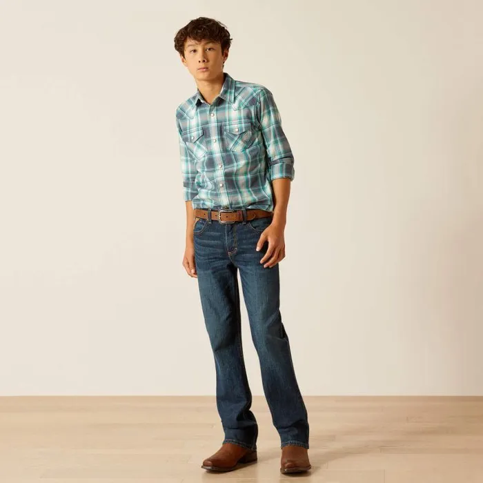 Kids Button Down Shirts Ariat Harrington Retro Fit Shirt Egret Kids Button Down Shirts Ariat Harrington Retro Fit Shirt Egret
