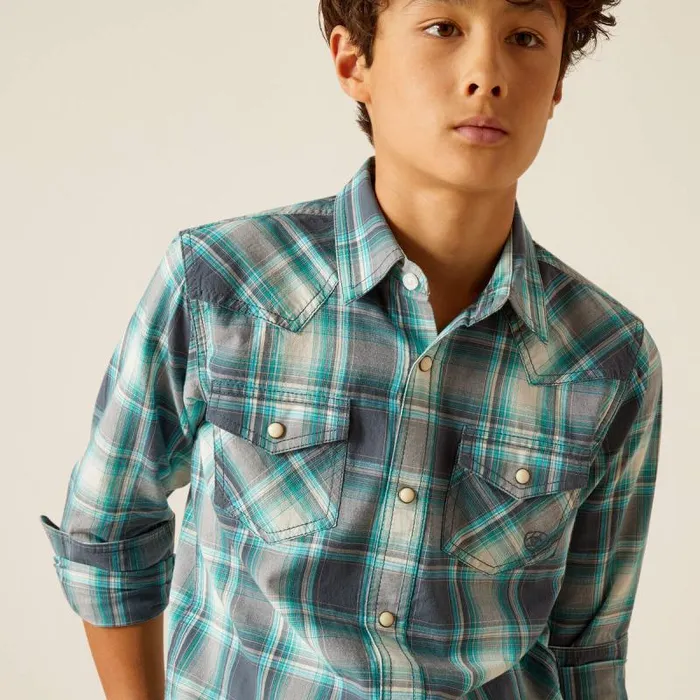 Kids Button Down Shirts Ariat Harrington Retro Fit Shirt Egret Kids Button Down Shirts Ariat Harrington Retro Fit Shirt Egret