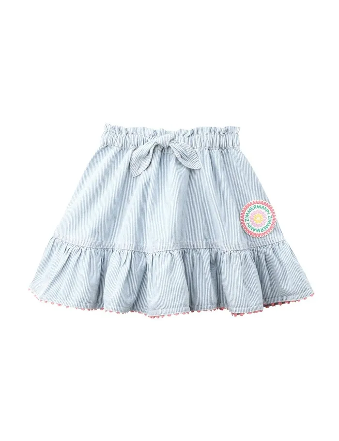 Kids Denim Zimmermann Wylie Denim Skirt Ticking Stripe