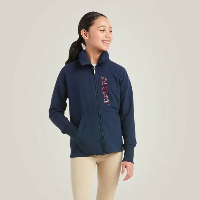 Kids English Riding Clothing Ariat Team Logo Full Zip Sweatshirt Team