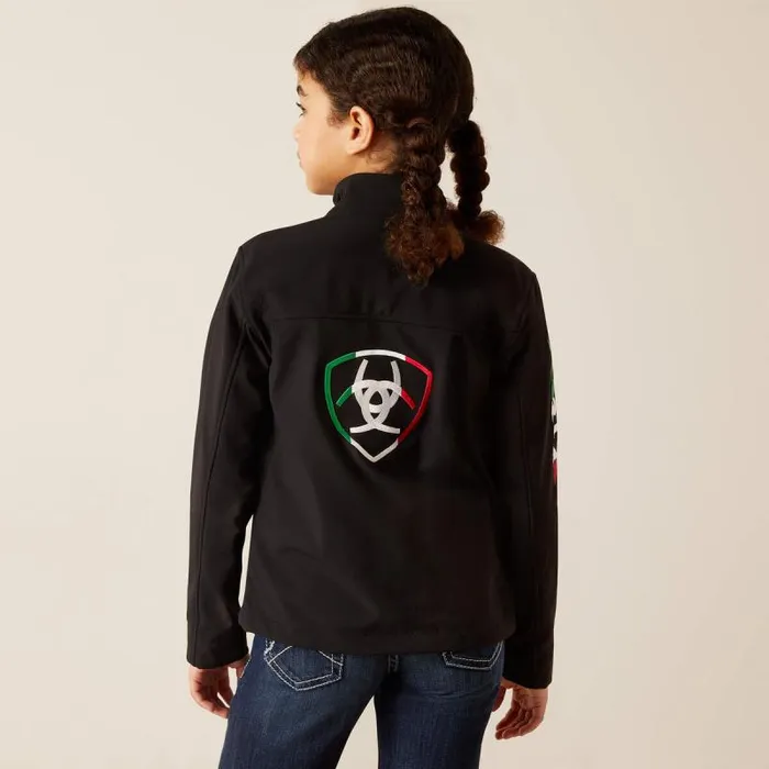 Kids Jackets and Vests Ariat New Team Softshell Brand Jacket Mex Black Kids Jackets and Vests Ariat New Team Softshell Brand Jacket Mex Black