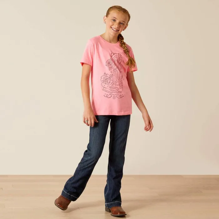 Kids TShirts and Polos Ariat Ariat Tall Boot TShirt Pink Ice Kids TShirts and Polos Ariat Ariat Tall Boot TShirt Pink Ice