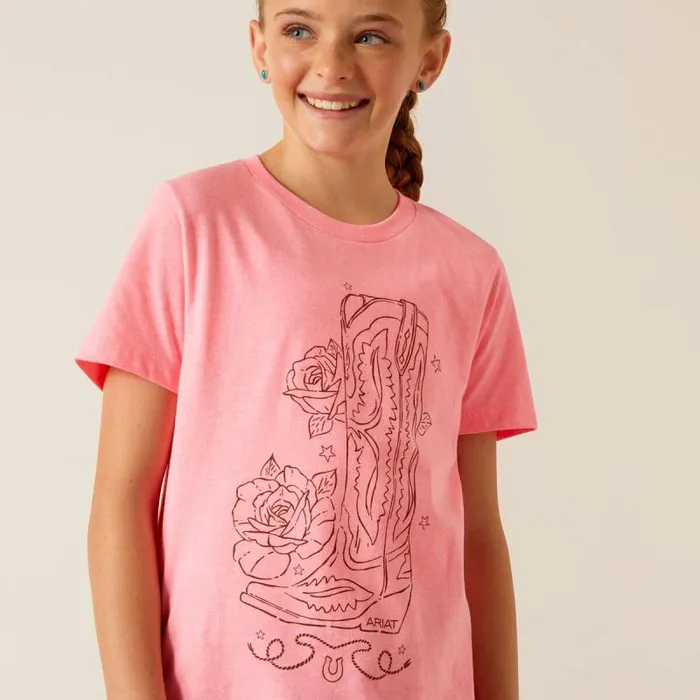 Kids TShirts and Polos Ariat Ariat Tall Boot TShirt Pink Ice Kids TShirts and Polos Ariat Ariat Tall Boot TShirt Pink Ice