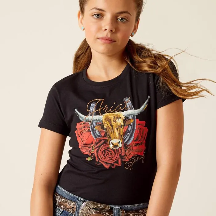 Kids TShirts and Polos Ariat Steer Rodeo Quincy TShirt Black Kids TShirts and Polos Ariat Steer Rodeo Quincy TShirt Black