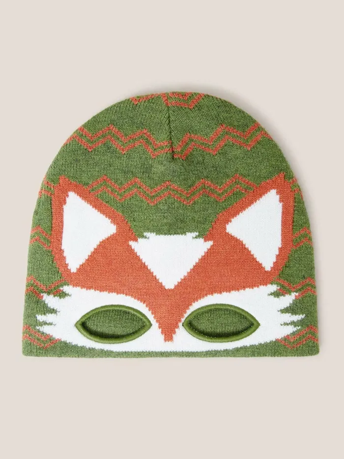 Kids White Stuff Hats Fox Mask Hat Green Multi