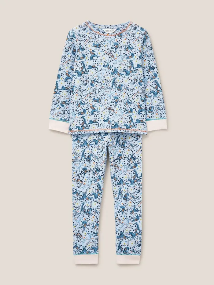 Kids White Stuff Pyjamas Jungle Jigsaw Printed PJ Set Grey Print