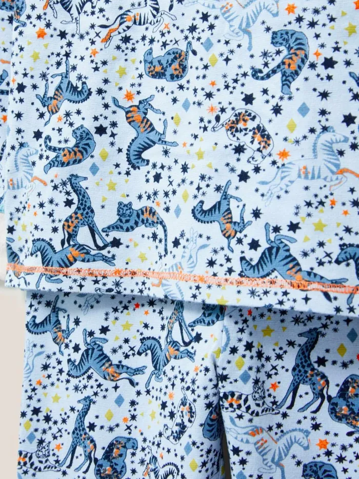 Kids White Stuff Pyjamas Jungle Jigsaw Printed PJ Set Grey Print