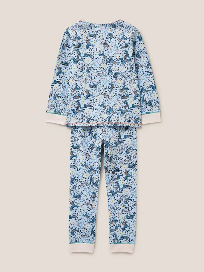 Kids White Stuff Pyjamas Jungle Jigsaw Printed PJ Set Grey Print
