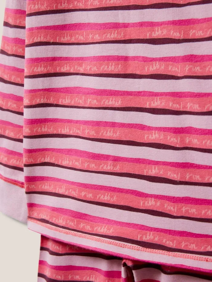 Kids White Stuff Pyjamas Stripe Printed PJ Set Pink Print Kids White Stuff Pyjamas Stripe Printed PJ Set Pink Print