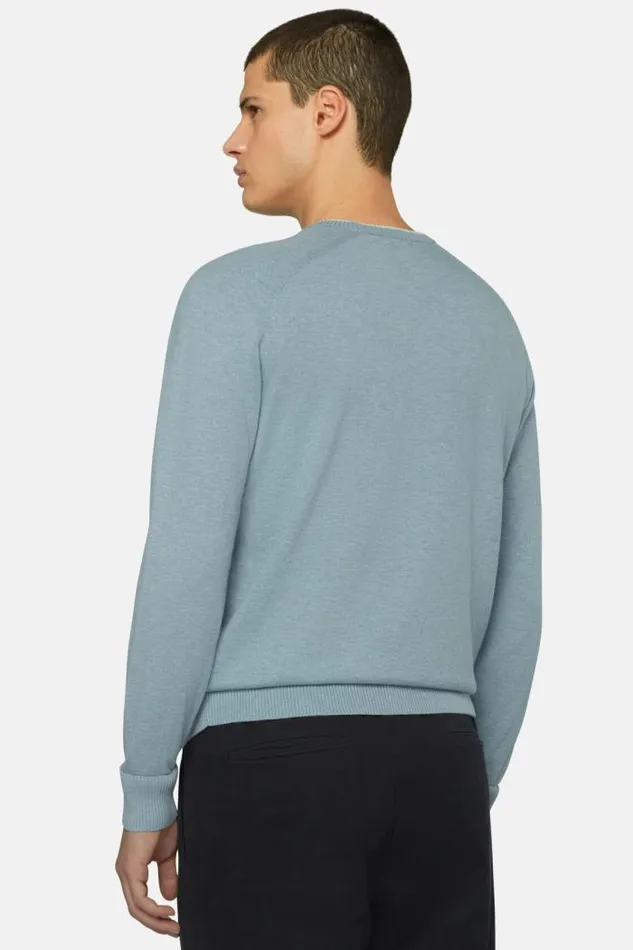 Knitwear Men Boggi Milano Sky Blue Crew Neck Jumper In Cotton Silk And Cashmere Light Blu Knitwear Men Boggi Milano Sky Blue Crew Neck Jumper In Cotton Silk And Cashmere Light Blu