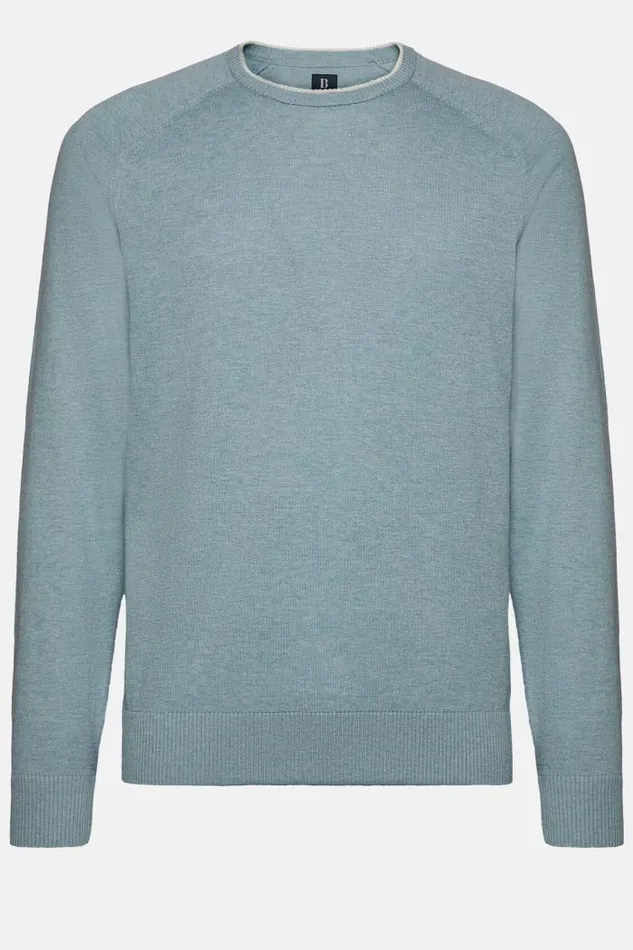 Knitwear Men Boggi Milano Sky Blue Crew Neck Jumper In Cotton Silk And Cashmere Light Blu Knitwear Men Boggi Milano Sky Blue Crew Neck Jumper In Cotton Silk And Cashmere Light Blu