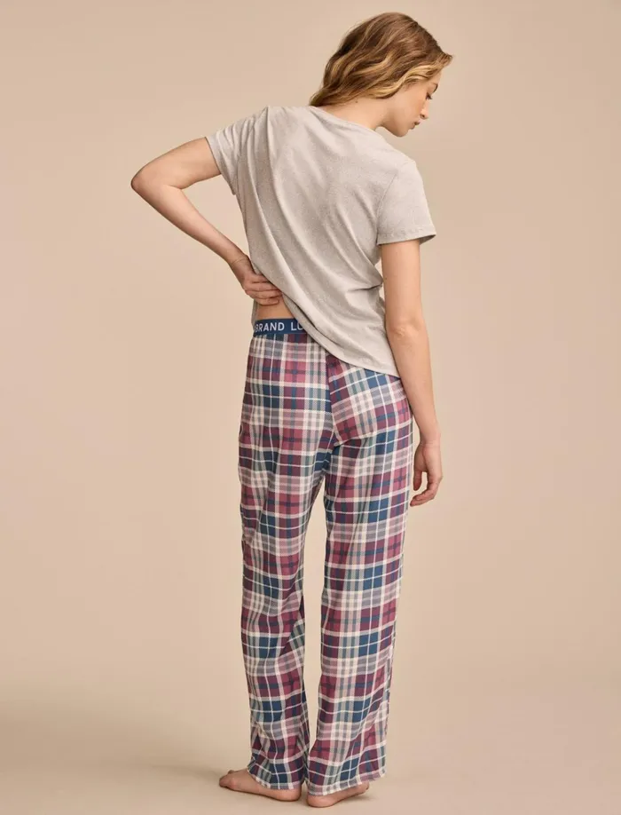 Lb Short Sleeve Tee Set Dark Grey Women Lucky Brand Intimates and Sleepwear