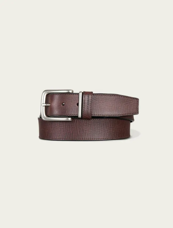 Leather Jean Belt With Metal And Leather Keeper Dark Brown Men Lucky Brand Belts