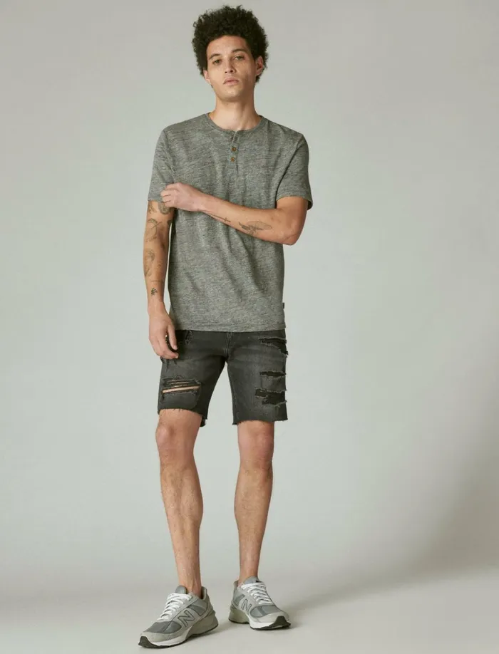 Linen Henley Heather Grey Men Lucky Brand Shirts and Tops