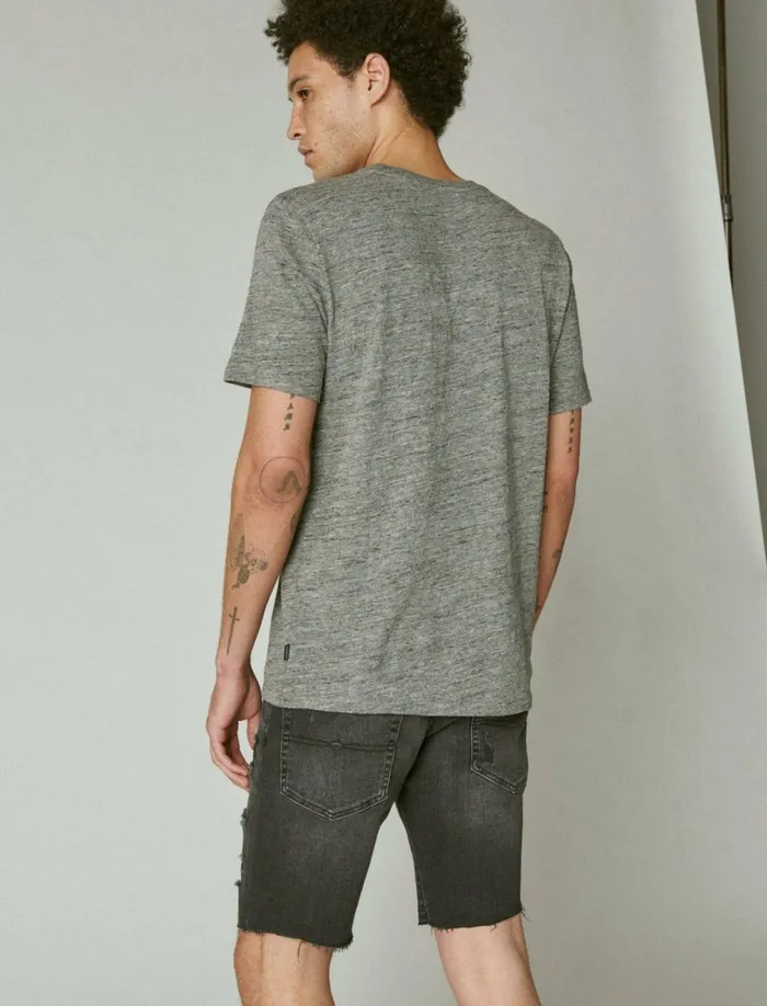 Linen Henley Heather Grey Men Lucky Brand Shirts and Tops