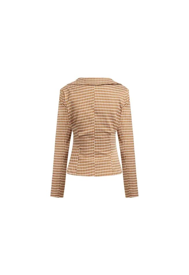 Lioness Fashion BANKS CROP BLAZER Chocolate Check Women Sets and Coords