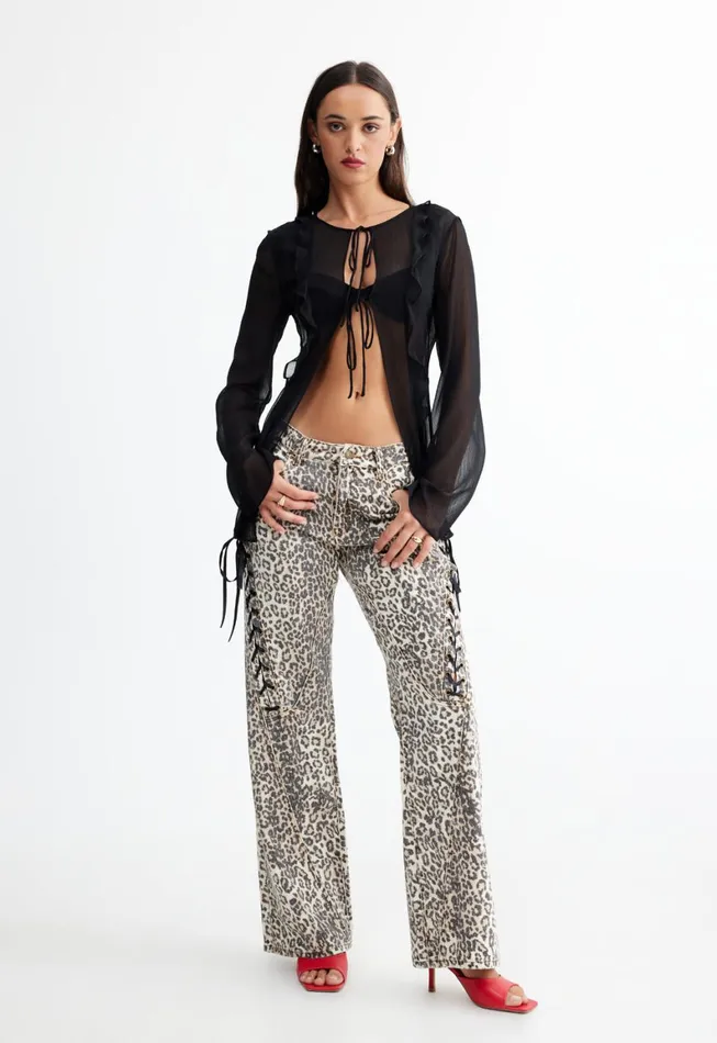 Lioness Fashion BARELY THERE TIE TOP Onyx Women Cover Ups