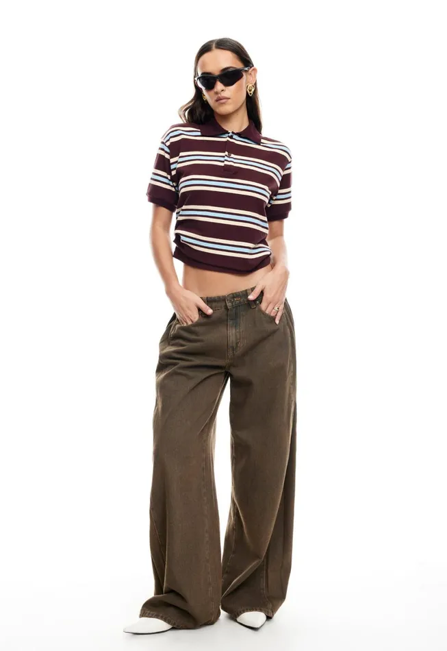 Lioness Fashion LEISURE POLO Chocolate Multi Women Tops Lioness Fashion LEISURE POLO Chocolate Multi Women Tops