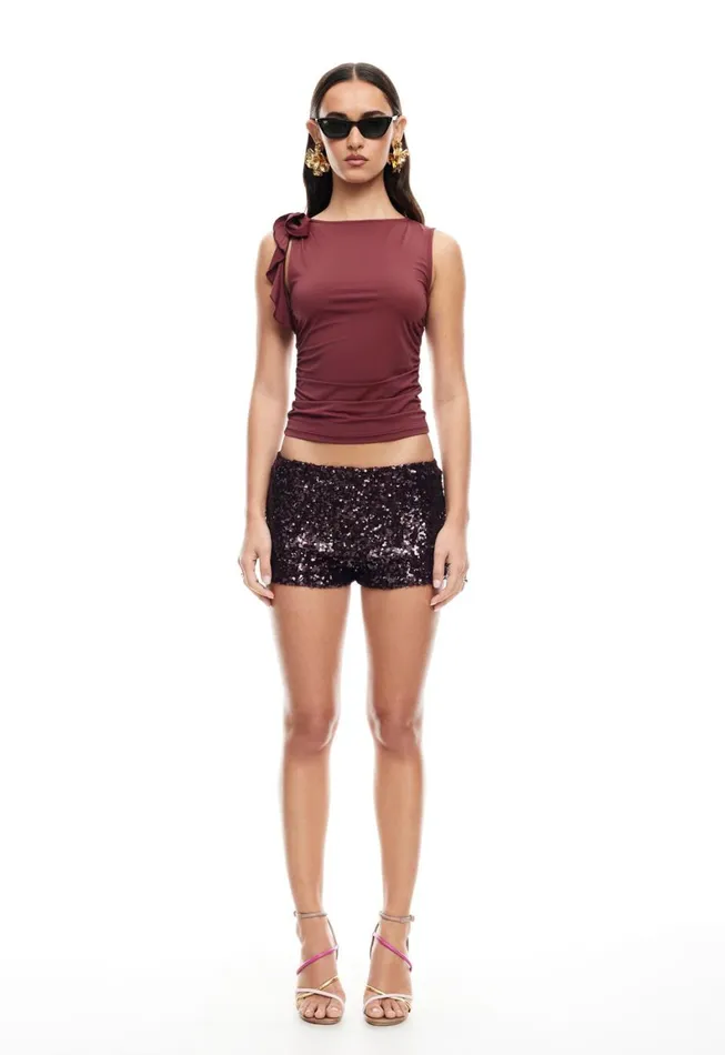 Lioness Fashion NIGHT RIDER MINI SHORT Burgundy Women Shorts Lioness Fashion NIGHT RIDER MINI SHORT Burgundy Women Shorts