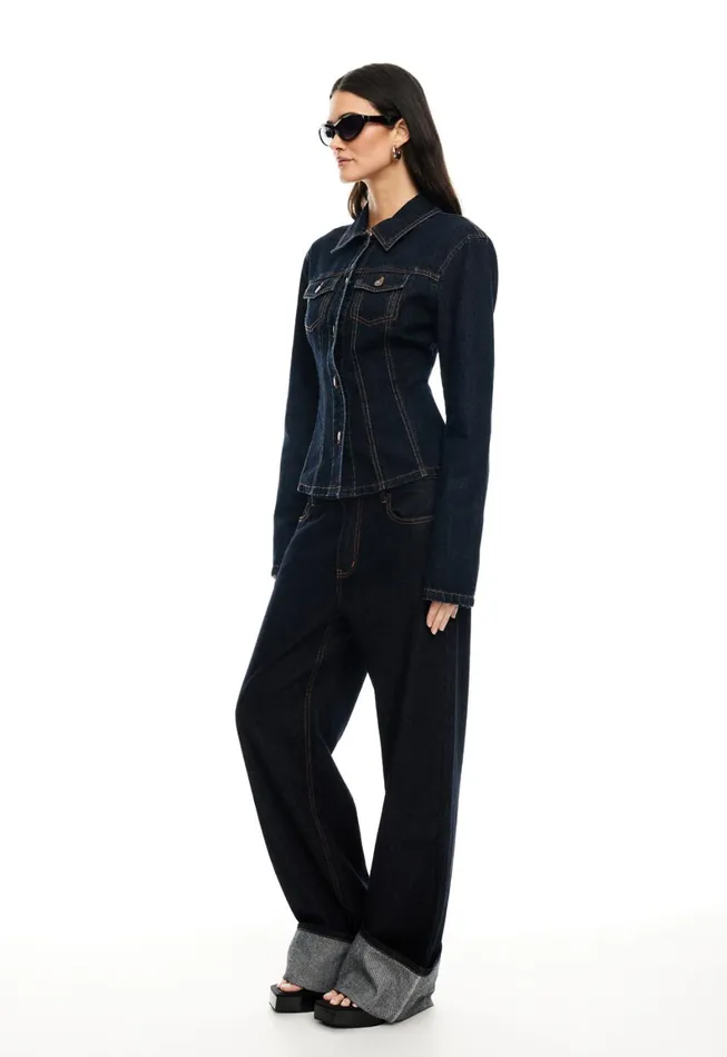 Lioness Fashion TOP MODEL CUFFED JEAN Dark Denim Women Bottoms Lioness Fashion TOP MODEL CUFFED JEAN Dark Denim Women Bottoms