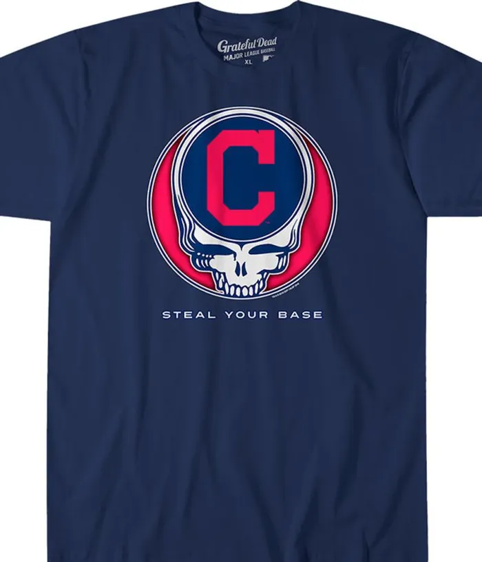Liquid Blue Athletic TShirt Men Cleveland Guardians Steal Your Base Navy Athletic TShirt