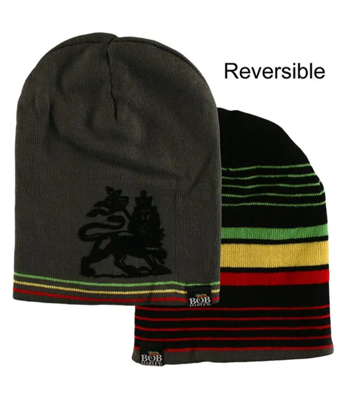 Liquid Blue Hats Accessories Marley Rasta Stripe Reversible Beanie