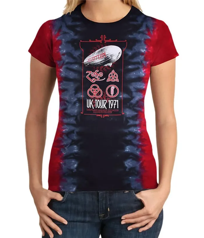 Liquid Blue Juniors Long Length Women Uk Tour 1971 TieDye Juniors Long Length TShirt Liquid Blue Juniors Long Length Women Uk Tour 1971 TieDye Juniors Long Length TShirt
