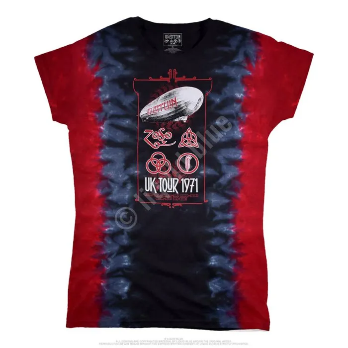 Liquid Blue Juniors Long Length Women Uk Tour 1971 TieDye Juniors Long Length TShirt Liquid Blue Juniors Long Length Women Uk Tour 1971 TieDye Juniors Long Length TShirt