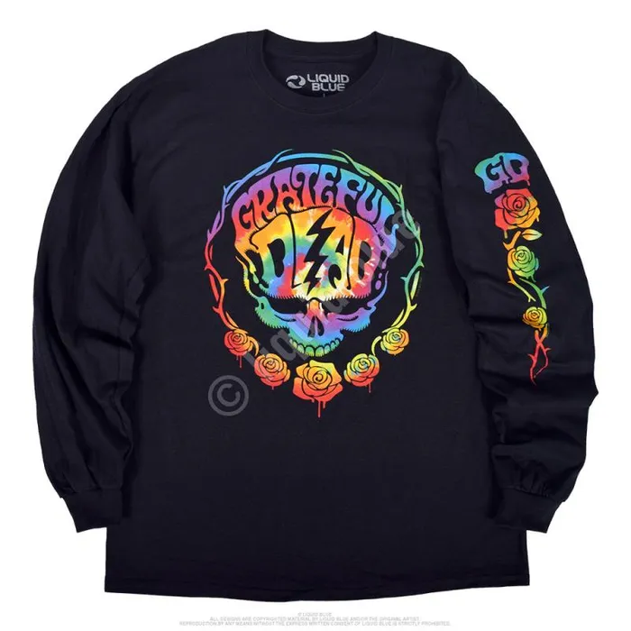 Liquid Blue Long Sleeve Men Deadhead Black Sleeve Printed Long Sleeve TShirt Liquid Blue Long Sleeve Men Deadhead Black Sleeve Printed Long Sleeve TShirt