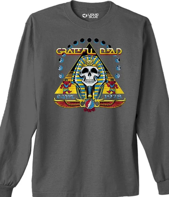 Liquid Blue Long Sleeve Men Egypt 78 Grey Long Sleeve TShirt